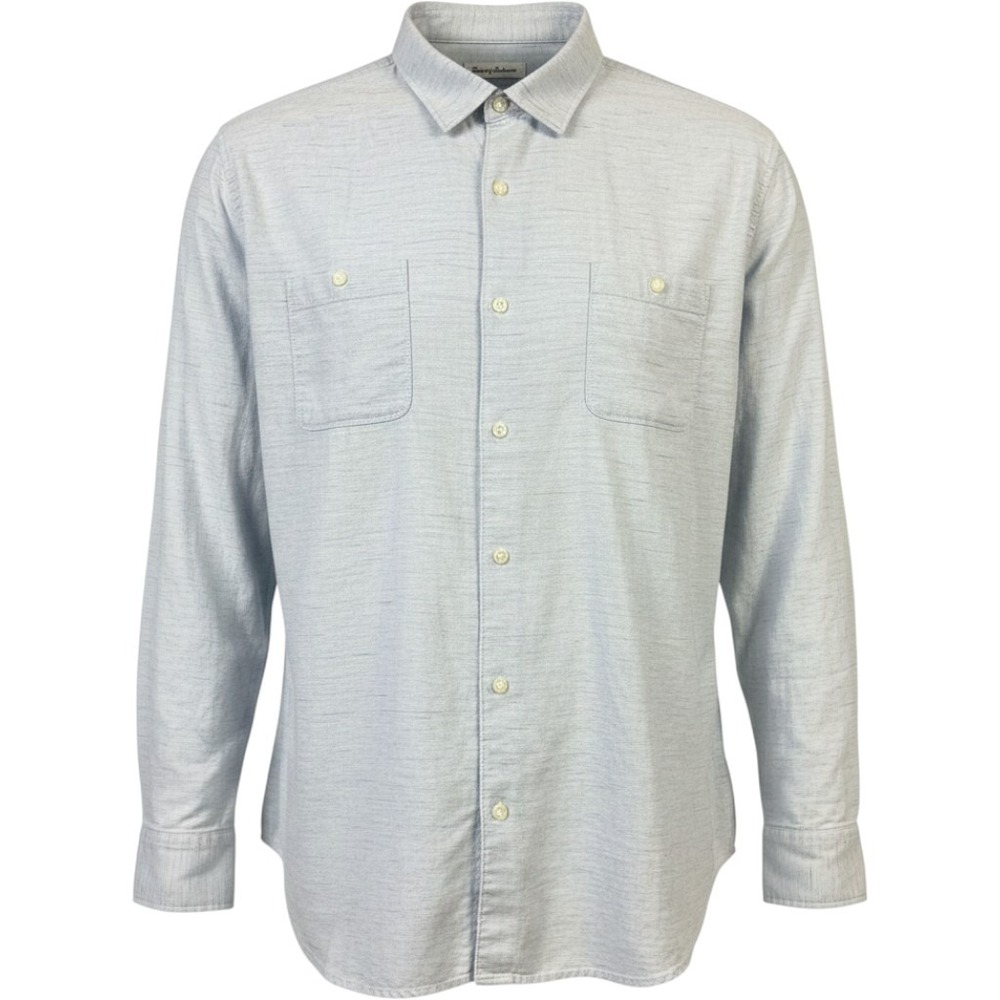 Tommy Bahama Button Down Shirt Men XXXL Light Blue Textured Cotton Long Sleeve